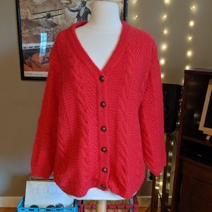 80s oversized red knit sweater United Colors